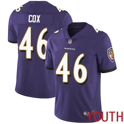 Baltimore Ravens Limited Purple Youth Morgan Cox Home Jersey NFL Football #46 Vapor Untouchable->youth nfl jersey->Youth Jersey